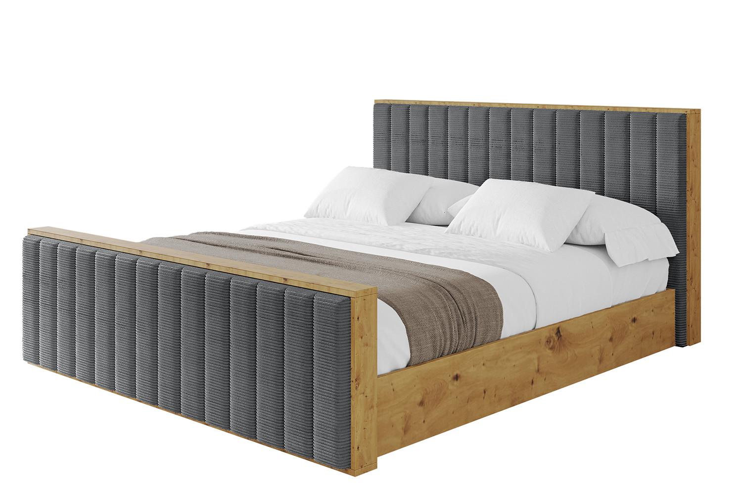 POLSTERBETT mit Bettkasten, Fußteil und Lattenrost, Boxbett mit Matratze H3/H4 - ENZO4-Z 180x200 Dunkelgrau - Anthrazit, Holzwerkstoff/Textil (180/200cm) - ALTDECOR