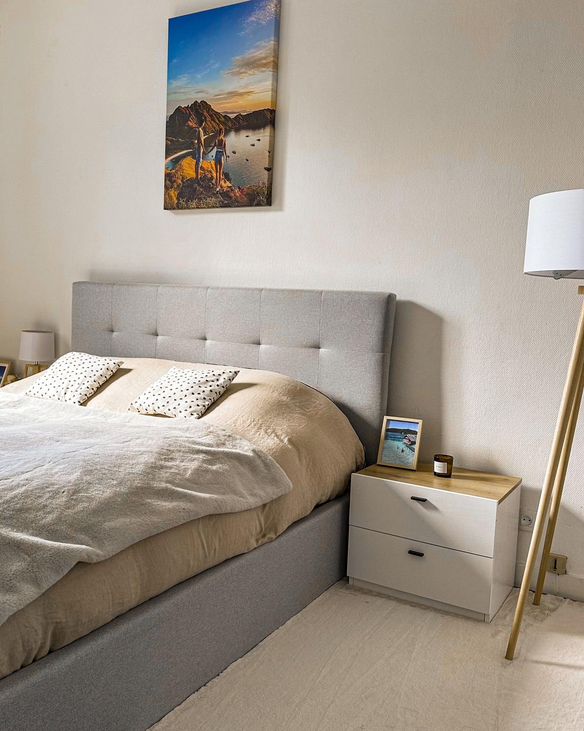 POLSTERBETT 160/200cm Hellgrau Lorient - Hellgrau, Textil (160/200cm) - Beliani