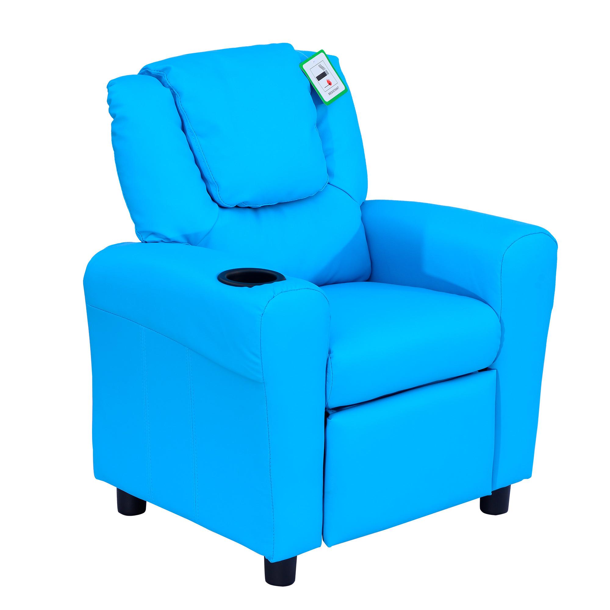 KINDERSESSEL Minisessel Kindersofa für 3-6 Jahre alt Liegefunktion Blau - Blau, Kunststoff (52/69/62cm) - HOMCOM