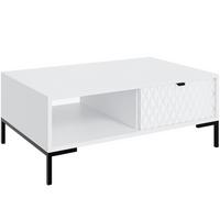 COUCHTISCH Montreal mit Schublade und offenem Fach, dekorative 3D-Fronten, 100x60 cm, Weiß - Schwarz/Weiß, Holzwerkstoff/Metall (47/100/60cm) - Beautysofa