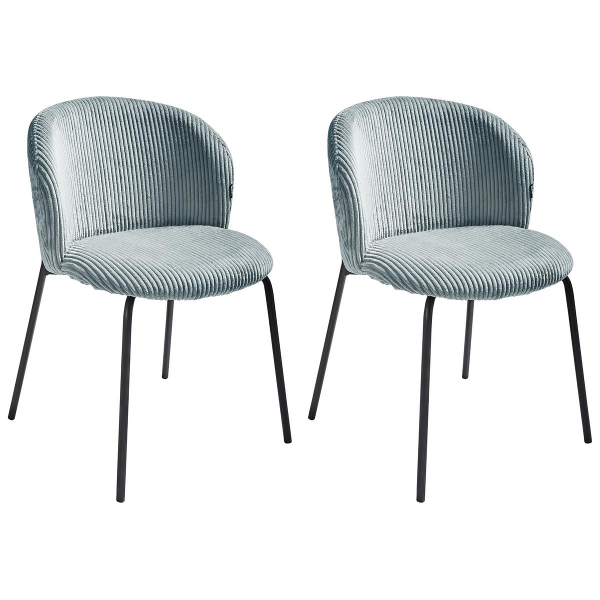 ESSZIMMERSTUHL 2er-Set Cord Hellblau Miles - Hellblau, Textil (53/83/55cm) - Beliani