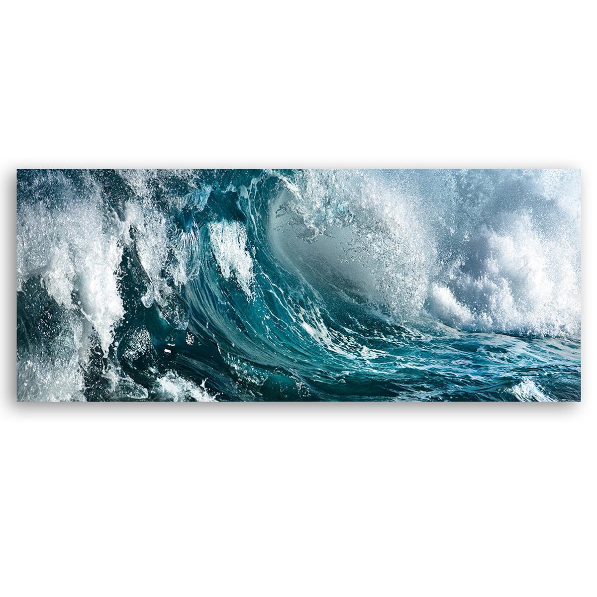 WANDBILD welle ozean - Blau, Textil (90/30cm) - Feeby