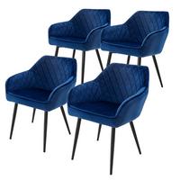 ESSZIMMERSTUHL 4er Set Dunkelblau Samt - Blau/Schwarz, Textil/Metall (63/80/60cm) - ML-DESIGN