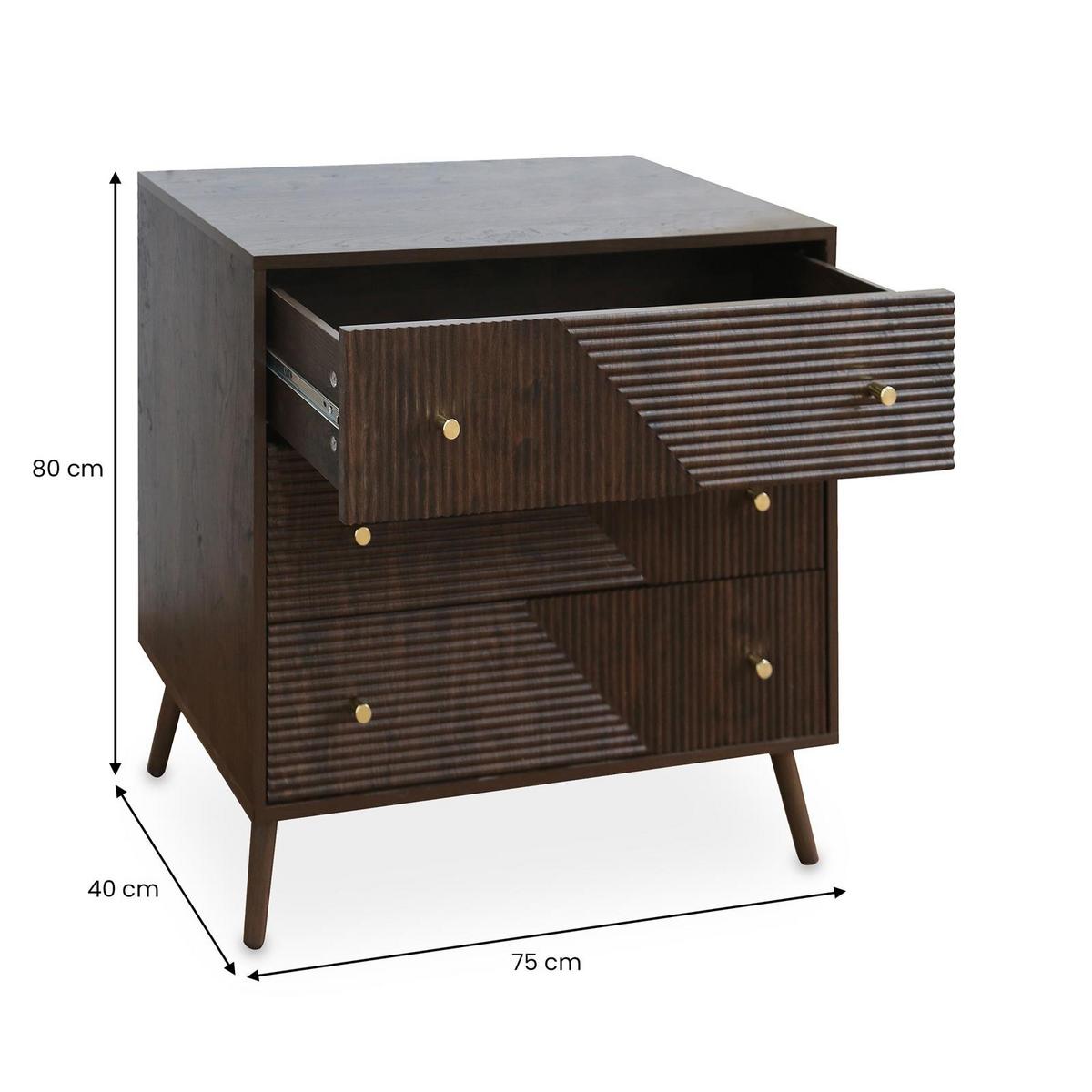 KOMMODE LIVIA dunkelbraun - Dunkelbraun, Holzwerkstoff (80/75/40cm) - IDIMEX