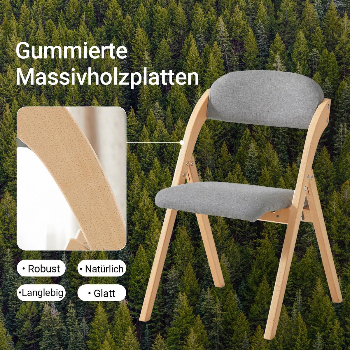 KLAPPSTÜHLEN 2 er set, Hellgrau - Grau, Holz (47.5/77/59cm) - SoBuy