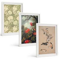 BILDER SET 3er Set - 40x60 cm Weißer Rahmen - Blumen, Vögel, Natur - Weiß, Kunststoff (40/60cm) - TULUP