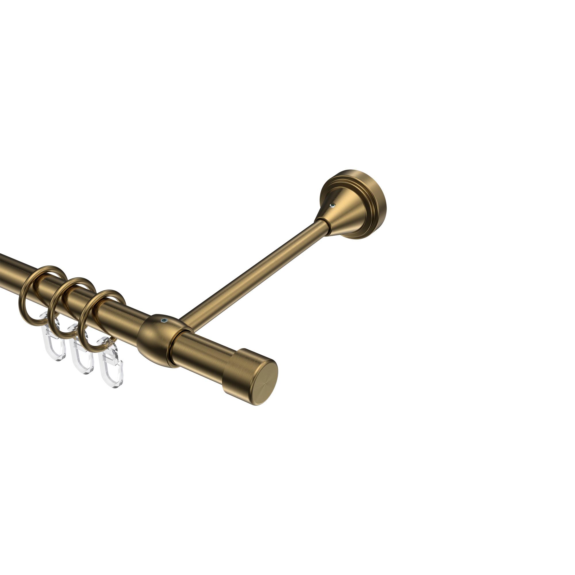 GARDINENSTANGE Primus Lucan 480 cm (geteilt in 3 x 160 cm), 1-läufig, 16 mm Ø Messing Antik - Messingfarben/Bronzefarben, Metall (480cm) - INTERDECO