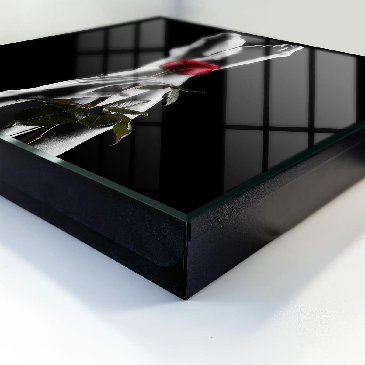 SCHLÜSSELBOX Schwarz 30x30 cm- Türöffnung nach rechts - Die Eleganz einer Rose - Schwarz, Metall (30/30/5cm) - TULUP