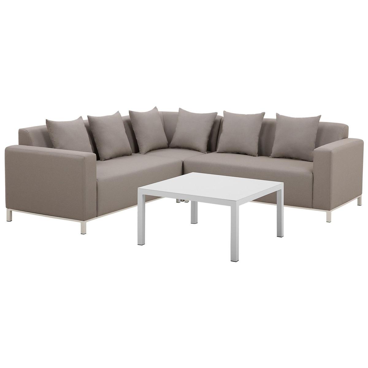 LOUNGE SET 5-Sitzer cremeweiß rechtsseitig modular Belize - Creme, Textil - Beliani