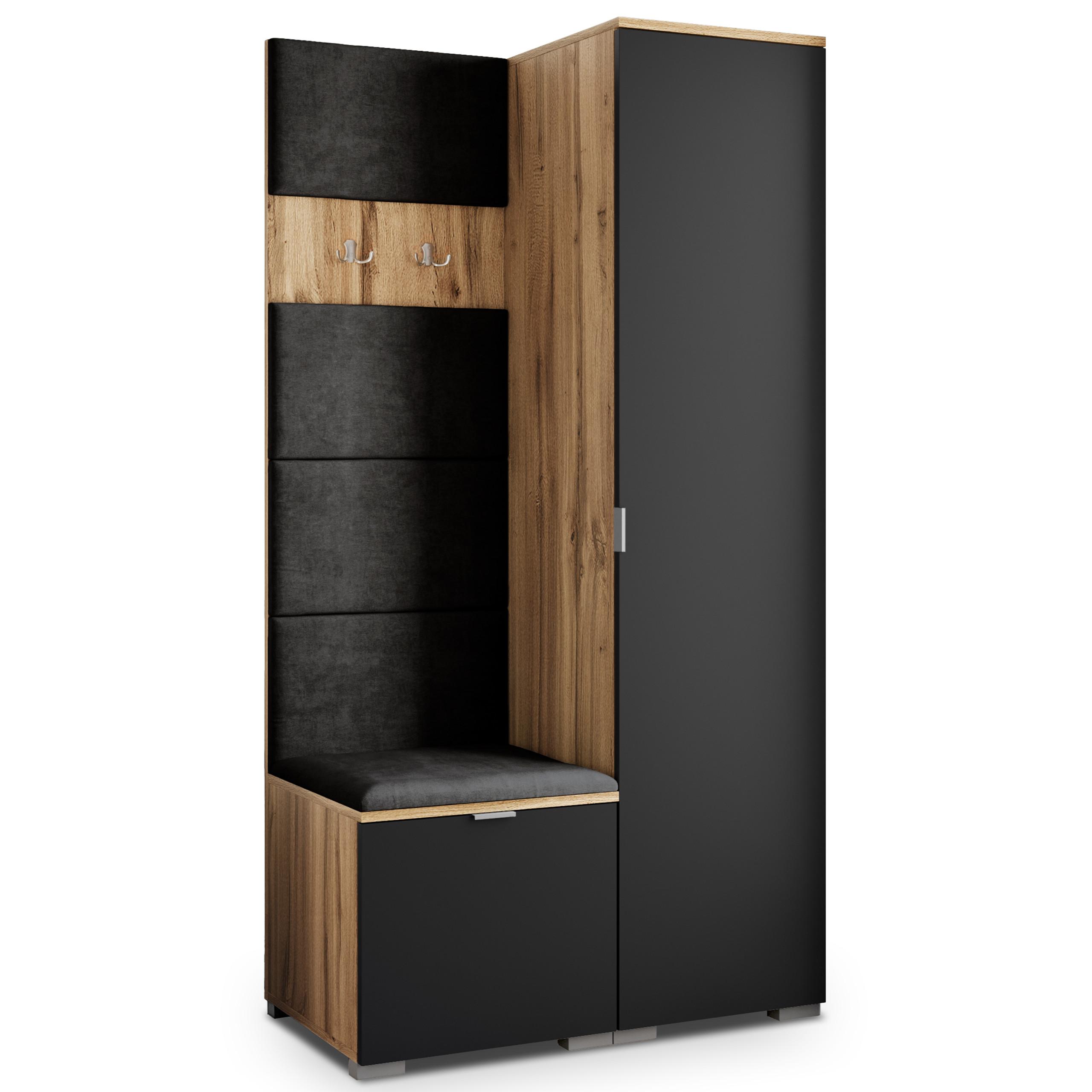 GARDEROBENSCHRANK LORI 95/181/51 cm Modern Eiche Wotan - Eiche Wotan/Schwarz, Holzwerkstoff (95/181/51cm) - MASSENO
