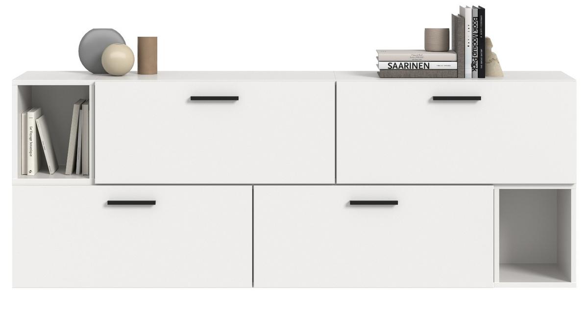 SIDEBOARD weiß 176 cm, Kommode hängend / stehend - Schwarz/Weiß, Holzwerkstoff/Kunststoff (176/65/34cm) - Inn.Furn