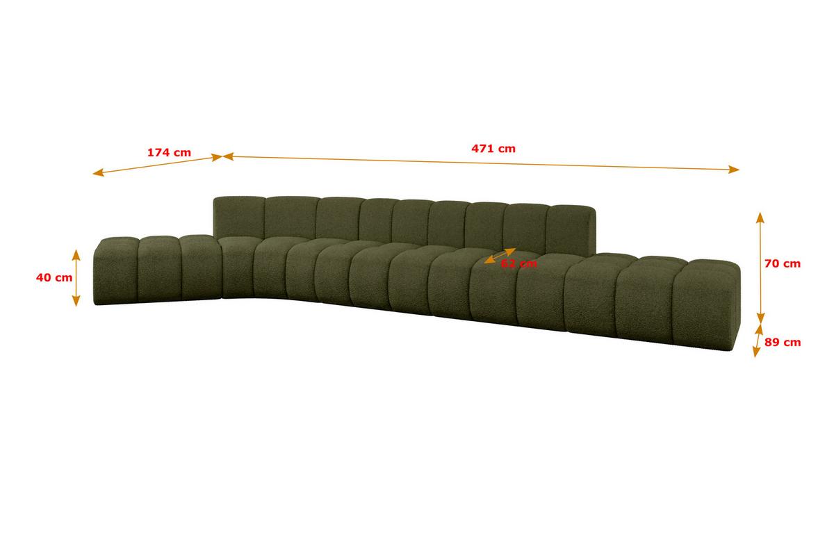 ECKSOFA modulares Sofa Solven-L2 - 471x174x70 cm Grün - Grün, Holzwerkstoff/Textil (471/174cm) - ALTDECOR