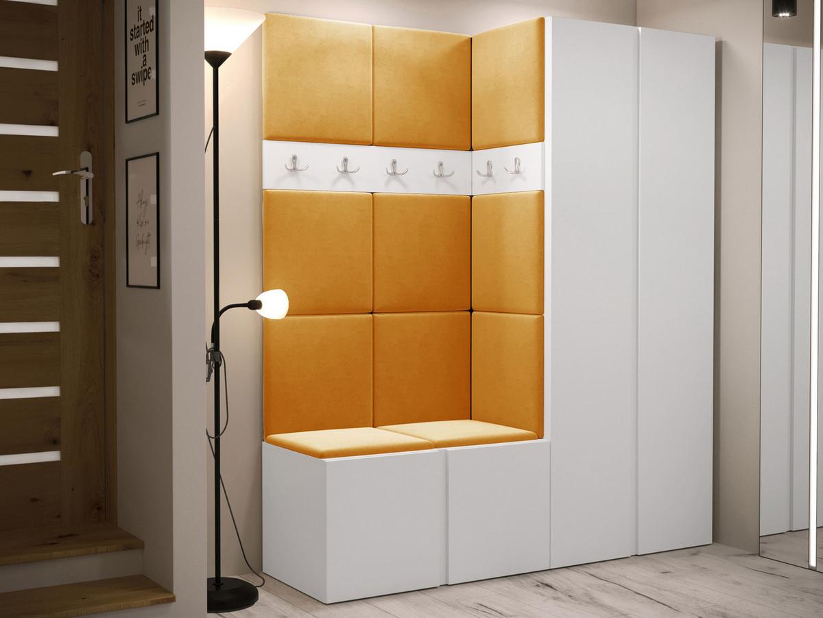 GARDEROBEN-SET Orion III - Weiß/Orange, Holzwerkstoff/Kunststoff (158/186/46cm) - MIRJAN24