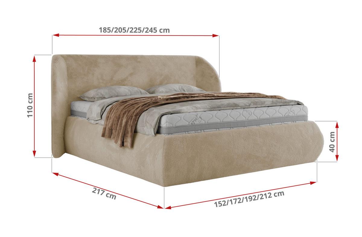 POLSTERBETT CAELA CLASSIC 140/200 - Creme Plüsch - Multipocket-Matratze - Creme, Textil (140/200cm) - MKS