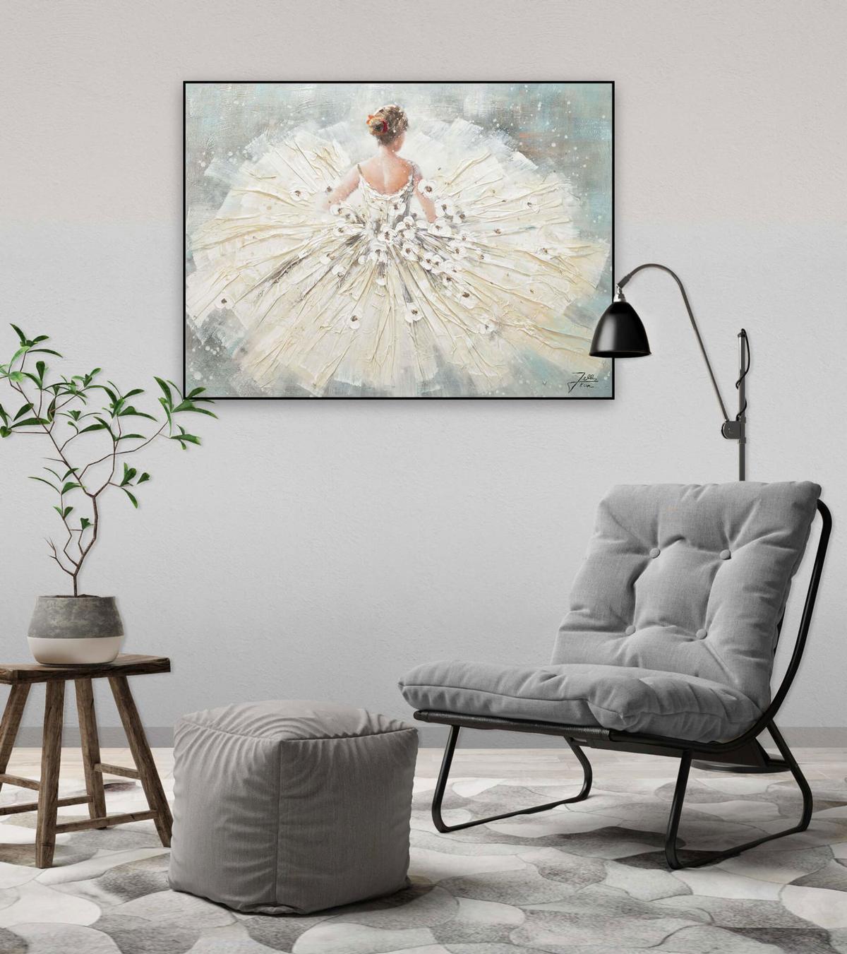 ACRYLBILD HANDGEMALT 100/75 cm - Weiß/Grau, Holz/Textil (100/75cm) - KUNSTLOFT