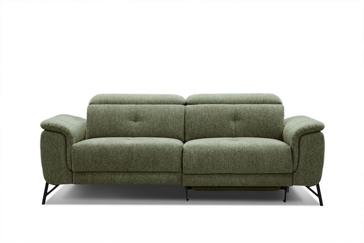 SOFA AVENA 3-Sitzer mit 1 Relaxfunktion, olivgrün - Olivgrün, Holzwerkstoff/Textil (204/80/108cm) - Wozimo
