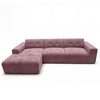 ECKSOFA L Form Corlu Rosa 310/165/78 cm – stilvolle kleine Eckcouch Links - Schwarz/Rosa, Kunststoff/Textil (310/165cm) - AX Living