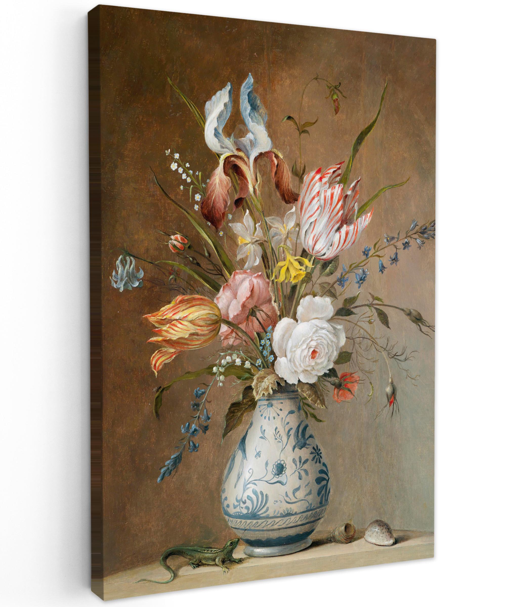 LEINWANDBILD Alte Meister - Blumen - Balthasar van der Ast Deko Groß 90x140 cm - Hellbraun, Textil (90/140cm) - MuchoWow