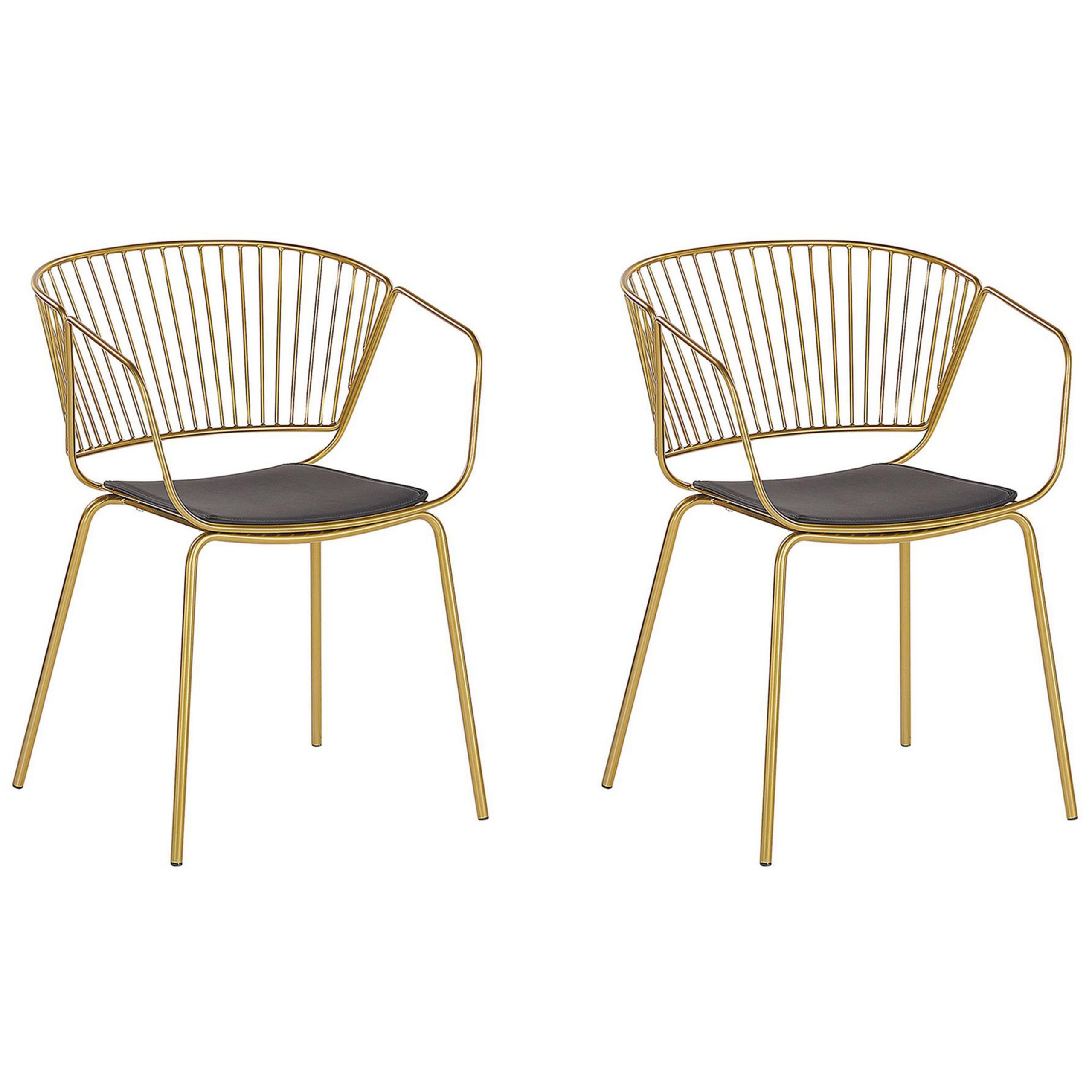 METALLSTUHL 2er-Set Gold Rigby - Goldfarben, Textil/Metall (54/77/49cm) - Beliani
