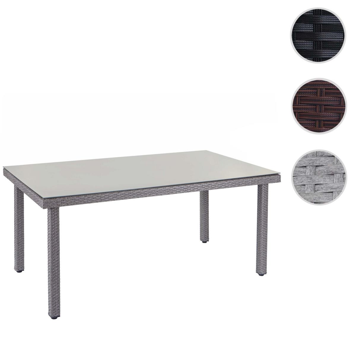 POLY-RATTAN-GARTENTISCH rechteck Grau - Grau, Kunststoff (90/160/74cm) - MCW