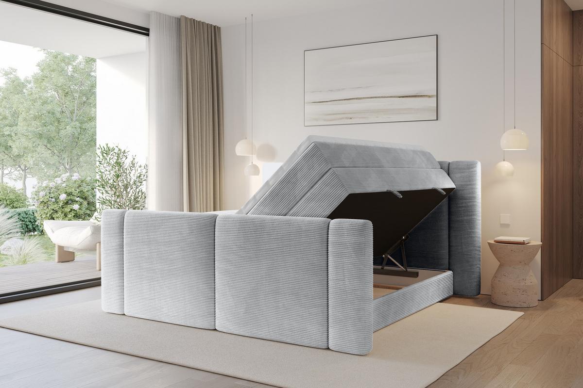 BOXSPRINGBETT mit Matratze H3/H4 - EVON KING Zanozek - 180x200 cm Grau - Graubraun, Holzwerkstoff (180/200cm) - ALTDECOR