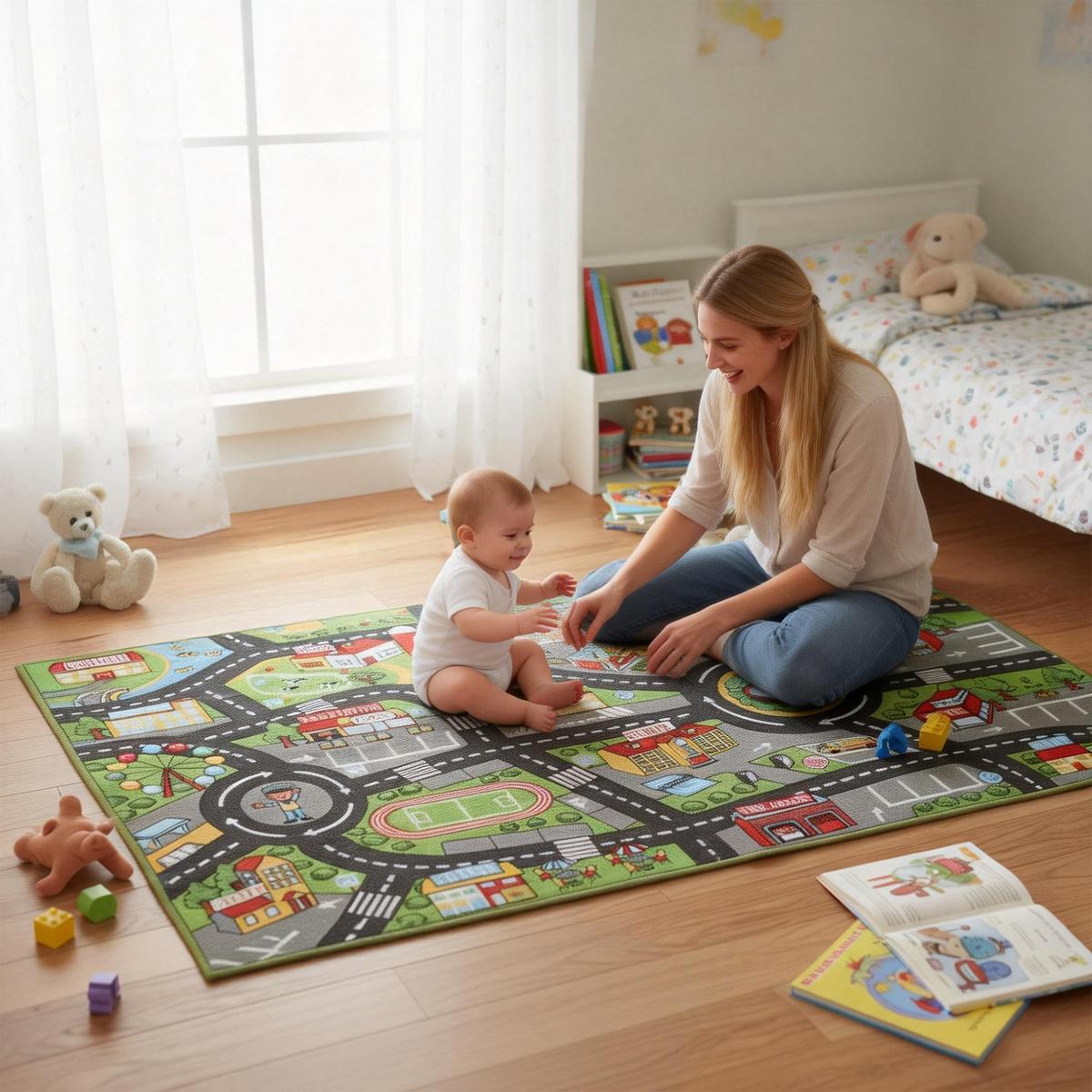KRABBELMATTE Baby, Spielmatte 160x100cm Krabbeldecke mit Rutschfester Unterseite - Grau, Textil - AIYAPLAY