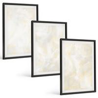 BILDER SET 3er Set - 40x60 cm Schwarzer Rahmen - Helles Strukturfarbendesign - Schwarz, Kunststoff (40/60cm) - TULUP