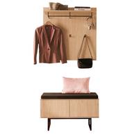 GARDEROBE-SET Stone Eiche 3-teilig 90 cm, Garderobenkombination in modernem Design - Eichefarben/Schwarz, Holzwerkstoff/Metall (90/200/40cm) - Furn.Design