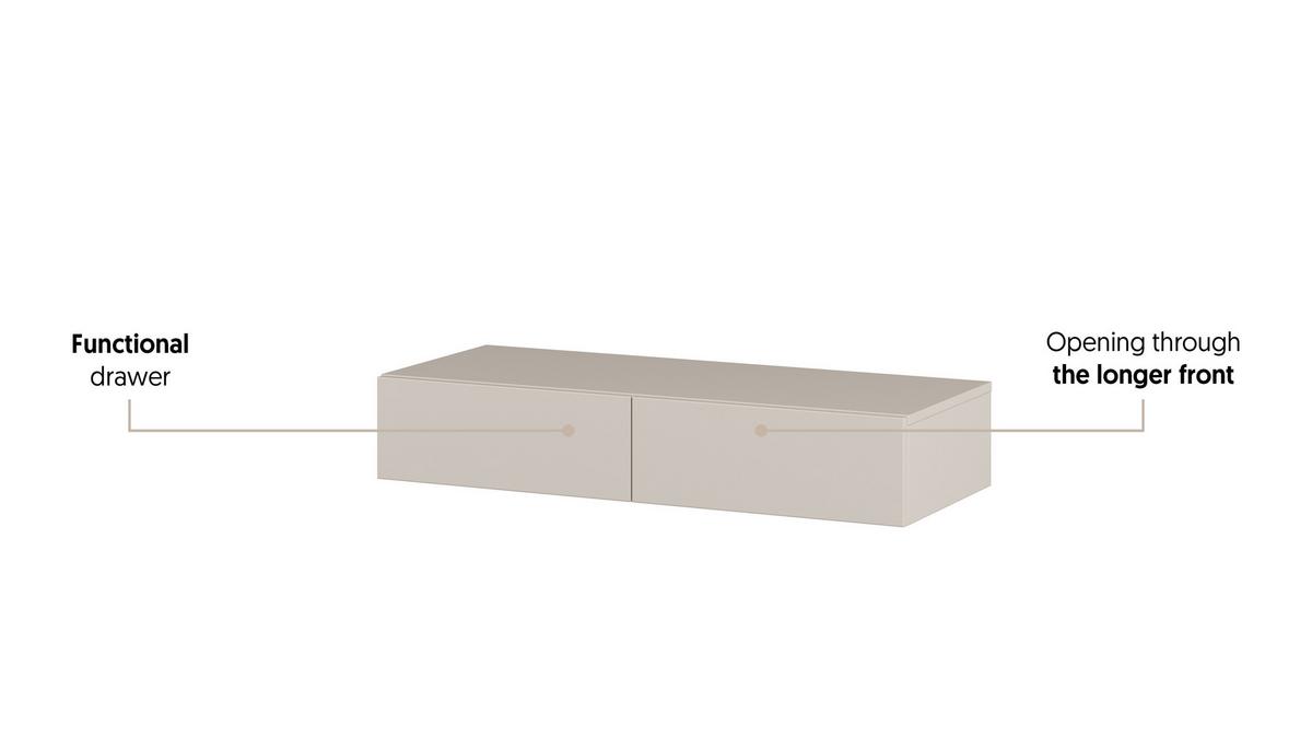 KONSOLENTISCH JUKARIS 90/16/35 cm Hängender Kosmetiktisch mit Schubladen, Kaschmir - Kaschmir, Holzwerkstoff (35/90/16cm) - MASSENO