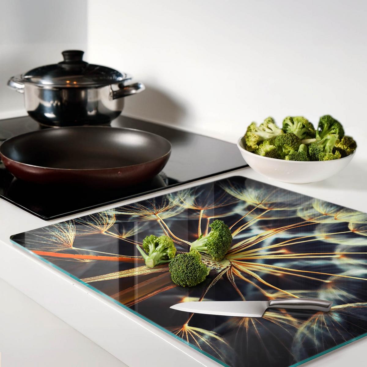 GLASPLATTE 60x52 cm Löwenzahn - Braun, Glas (60/0.4/52cm) - TULUP