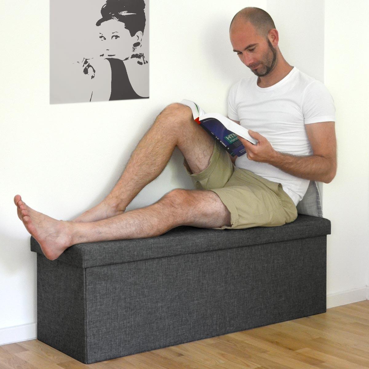 SITZBANK Faltbar, 110/38/38 cm, mit 2 Trennwänden, 120 Liter, Grau - Grau, Kunststoff (110/38/110cm) - Dunedesign