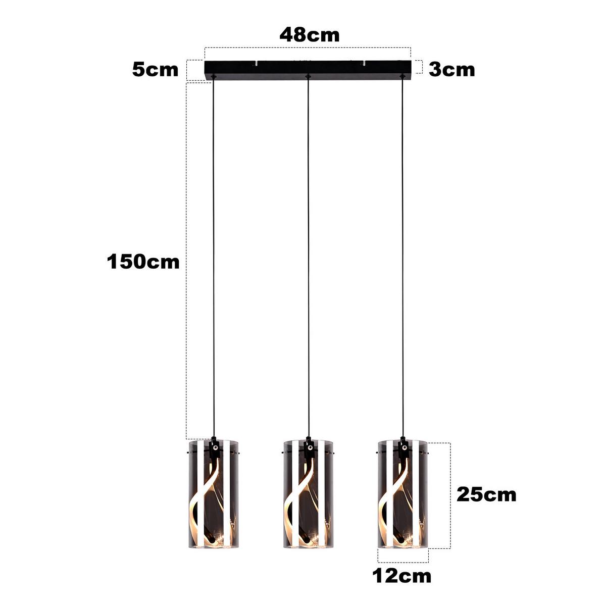 LED PENDELLEUCHTE Beatrice 48/12/150 cm - Schwarz, Glas (48/12/150cm) - ZMH