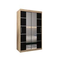 SCHWEBETÜRENSCHRANK 200/120/62 2-türig - Silberfarben/Schwarz, Holz/Kunststoff (120/200/62cm) - MÖBEL KRYSPOL