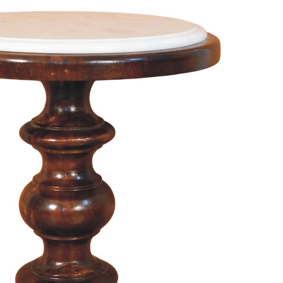BEISTELLTISCH mit Kastanien-Finish, Marmorplatte oben, poliertes Braun - Braun, Holz (38/38/60cm) - Artisan Furniture