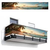 BALKON-SICHTSCHUTZ Strand - Palmen - Meer - Sonnenuntergang Groß 500x80 cm - Samtahornfarben, Kunststoff (500/80cm) - MuchoWow
