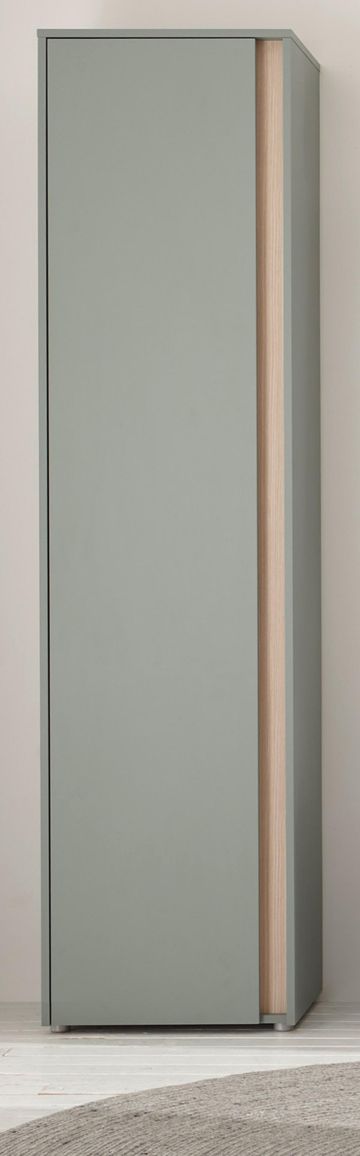 SCHUHSCHRANK in Salbei Grün und Eiche, großer Flurschrank 50 x 200 cm, variabel bis 10 Fächer - Salbeigrün/Eichefarben, Holz/Holzwerkstoff (50/200/40cm) - Furn.Design