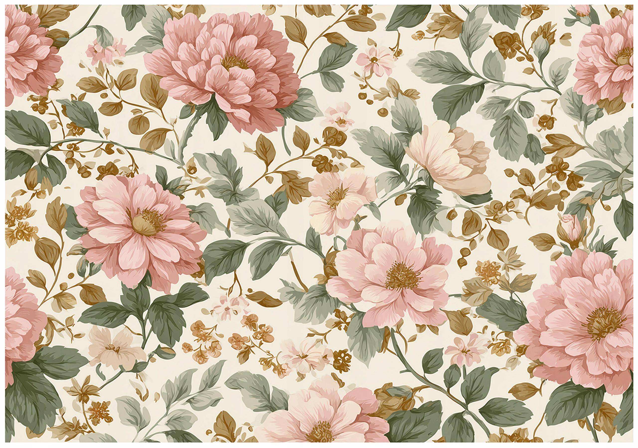 FOTOTAPETE Blumen Vintage Beige 300x210 cm - Multicolor, Papier (300/210cm) - Wallarena