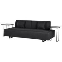 3-SITZER-SOFA Stoff Schwarz mit Tischen Sokna - Schwarz, Textil (220/81/86cm) - Beliani