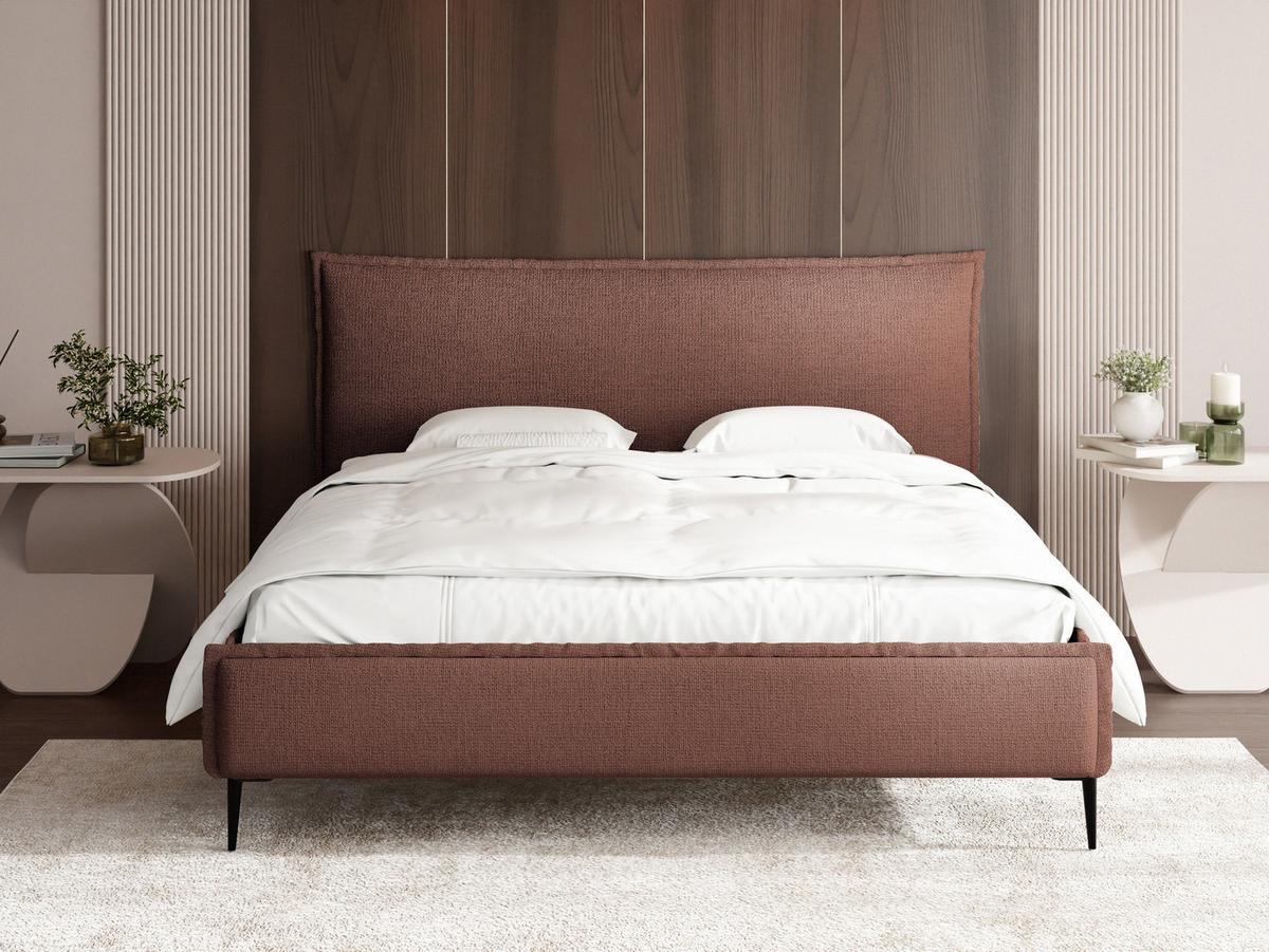 POLSTERBETT Pillow Rise mit Bettkasten, Lattenrost & hohen Metallfüßen in Terrakotta Chenille 200x200 cm - Birkefarben/Terracotta, Holz/Holzwerkstoff (200/200cm) - WFL GROUP