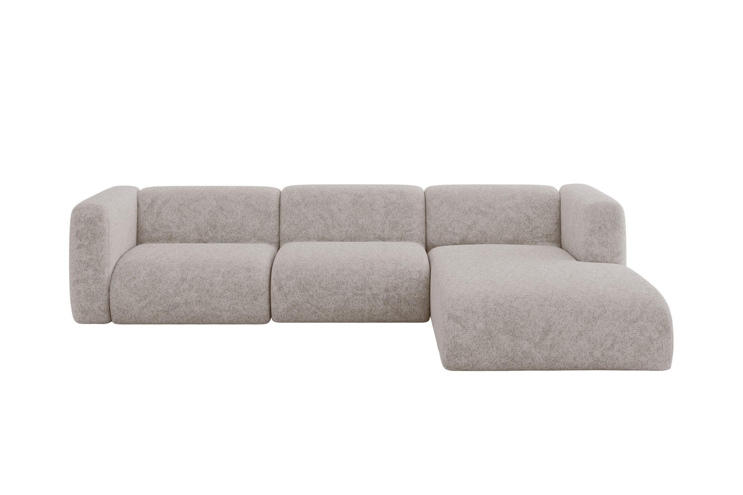 ECKSOFA Ottomane Rechts MIRA-L2 318x179x89 Hellgrau Velours - Hellgrau/Schwarz, Holzwerkstoff/Kunststoff (318/179cm) - ALTDECOR