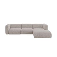 ECKSOFA Ottomane Rechts MIRA-L2 318x179x89 Hellgrau Velours - Hellgrau/Schwarz, Holzwerkstoff/Kunststoff (318/179cm) - ALTDECOR