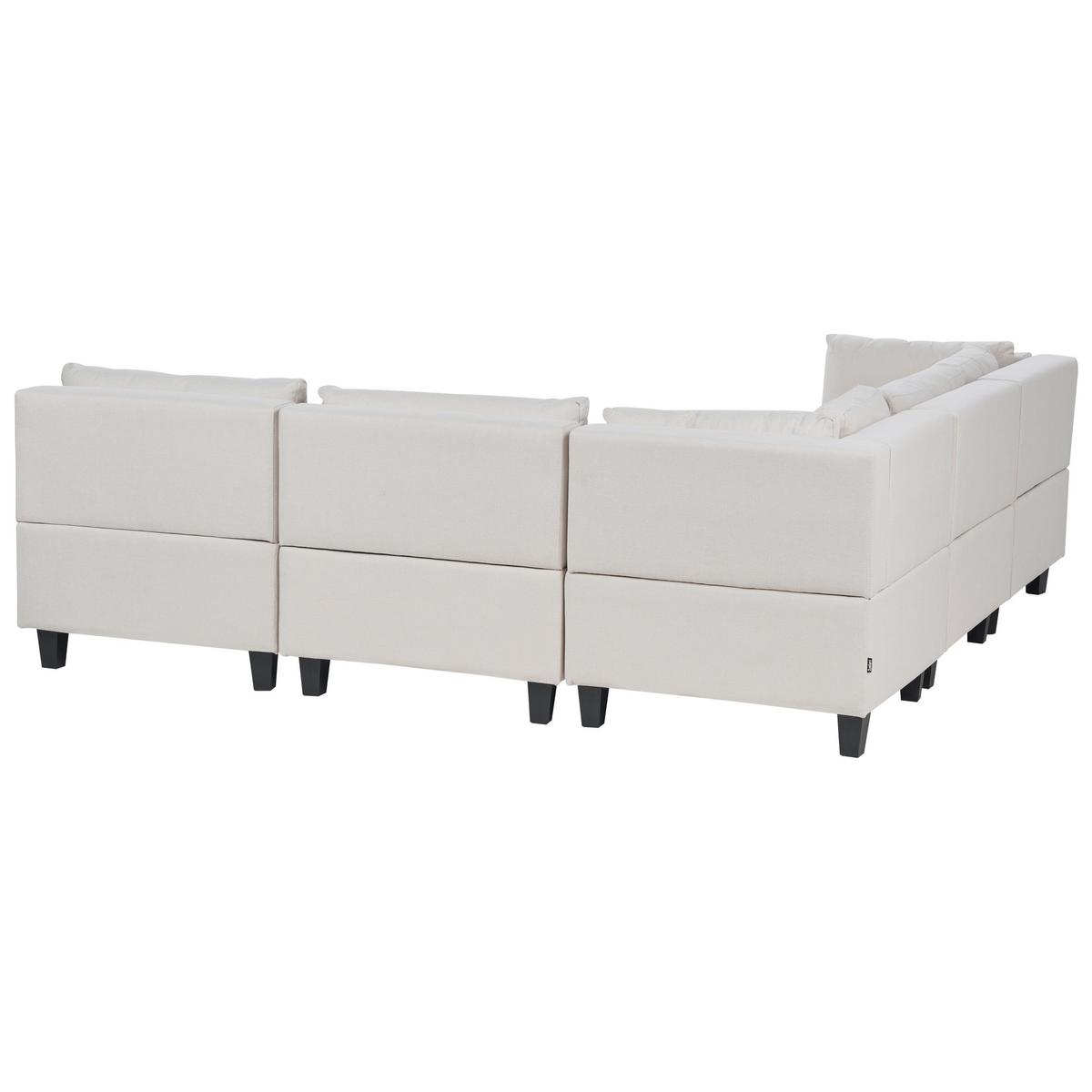 ECKFSOFA Modul 5-Sitzer rechtsseitig Hellbeige Stoff Unstad - Beige/Schwarz, Textil (228/228cm) - Beliani