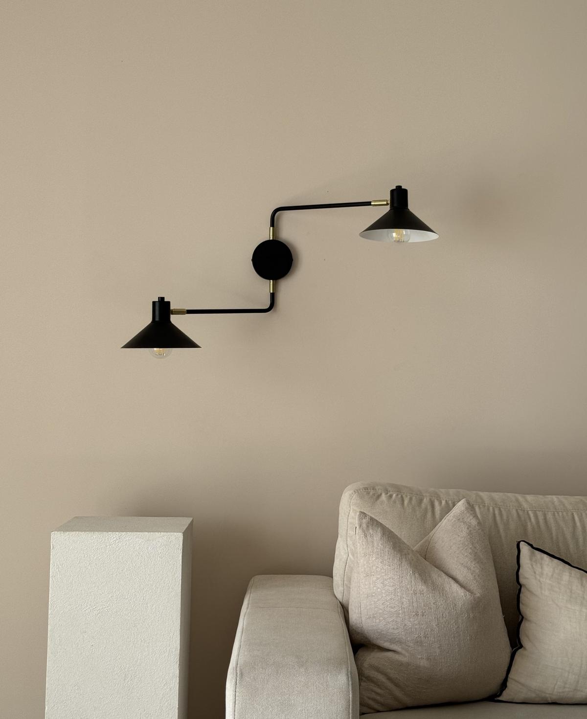 WANDLAMPE Schwarz Kadassa - Goldfarben/Schwarz, Metall (84/38/20cm) - Beliani