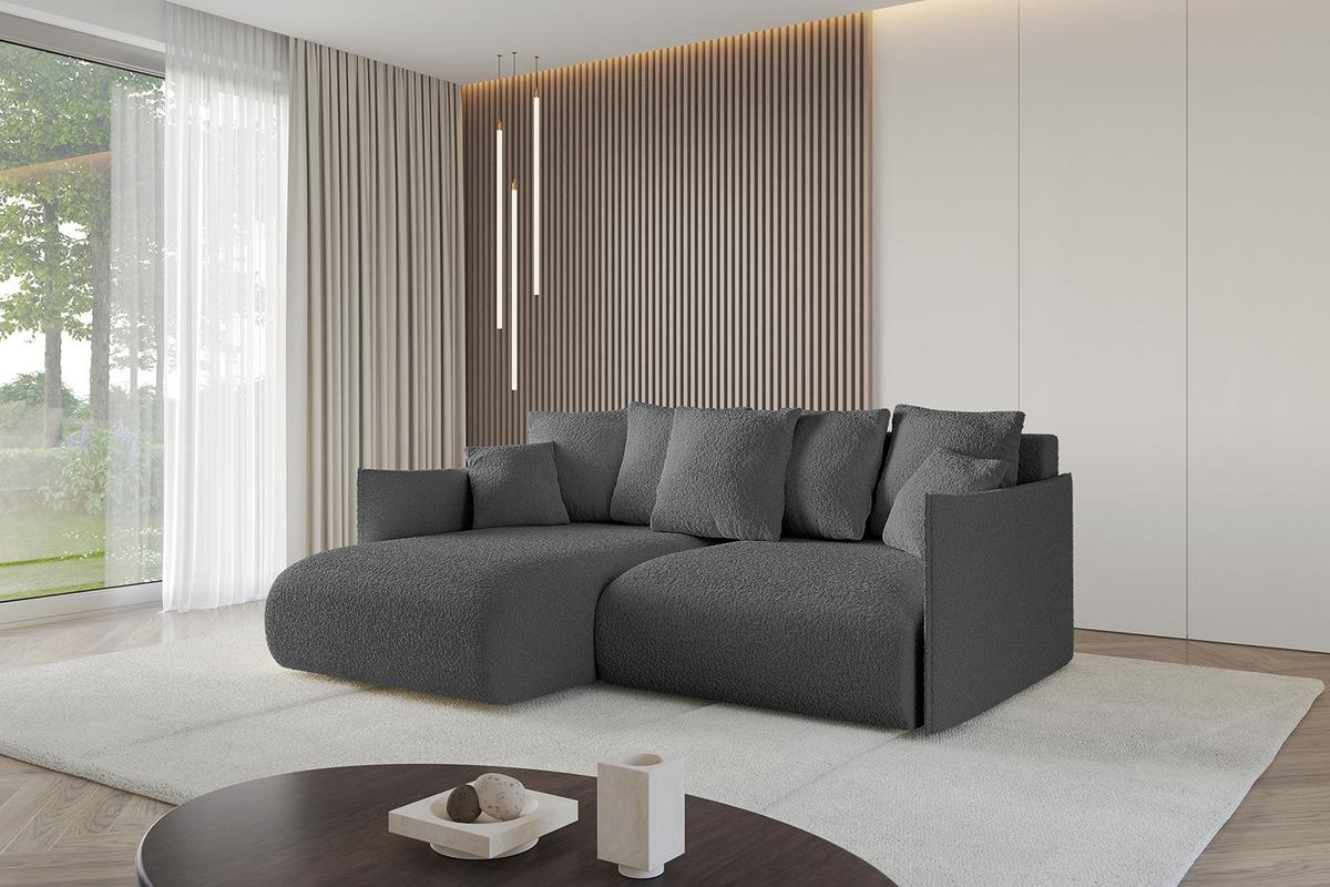 ECKSOFA Ottomane links ONESK-L 216x177x72 Grau Bouclé - Platinfarben/Grau, Holzwerkstoff/Kunststoff (216/177cm) - ALTDECOR