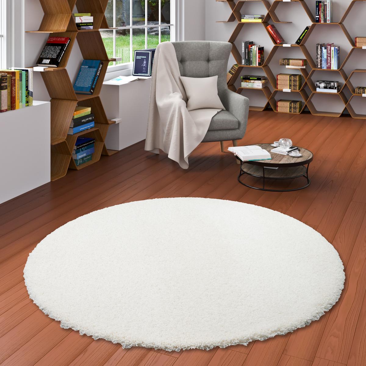 LUXUS HOCHFLOR SHAGGY TEPPICH DREAM RUND - Creme, Textil (200/200cm) - Snapstyle