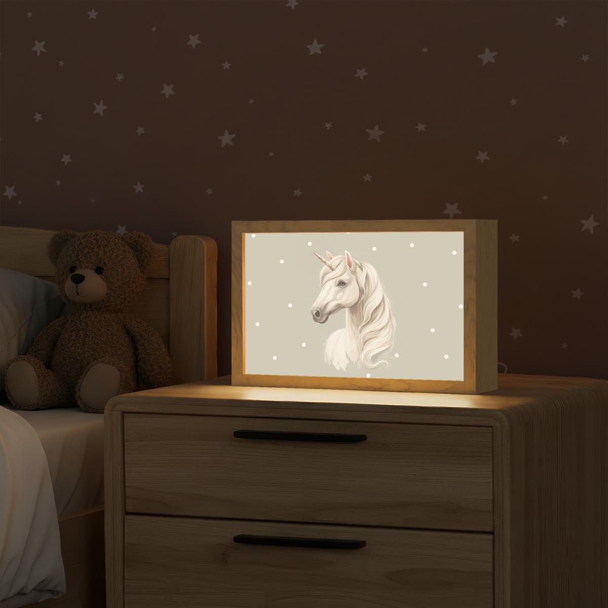 WANDLEUCHTE Einhorn - Weiß - Punkte 30x20 cm - Taupe, Holzwerkstoff (30/20/8cm) - OnlyWow