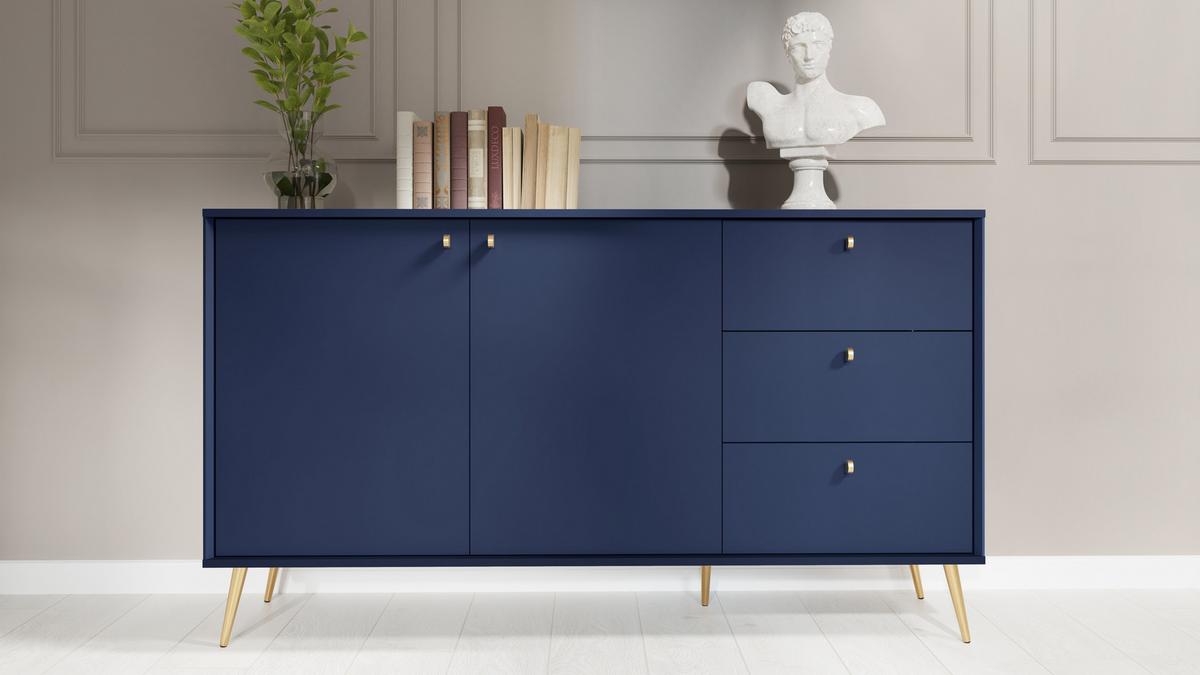 KOMMODE Dunkelblau 156/89/41 - Dunkelblau, Holzwerkstoff (156/89/41cm) - RAUMHIRSCH FURNITURE