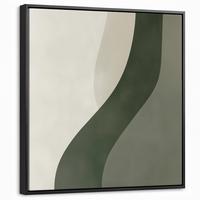 LEINWAND Bilder mit Rahmen - Japandi - Grün - Abstrakt - Modern - 50x50 - Salbeigrün, Textil (50/50cm) - MuchoWow