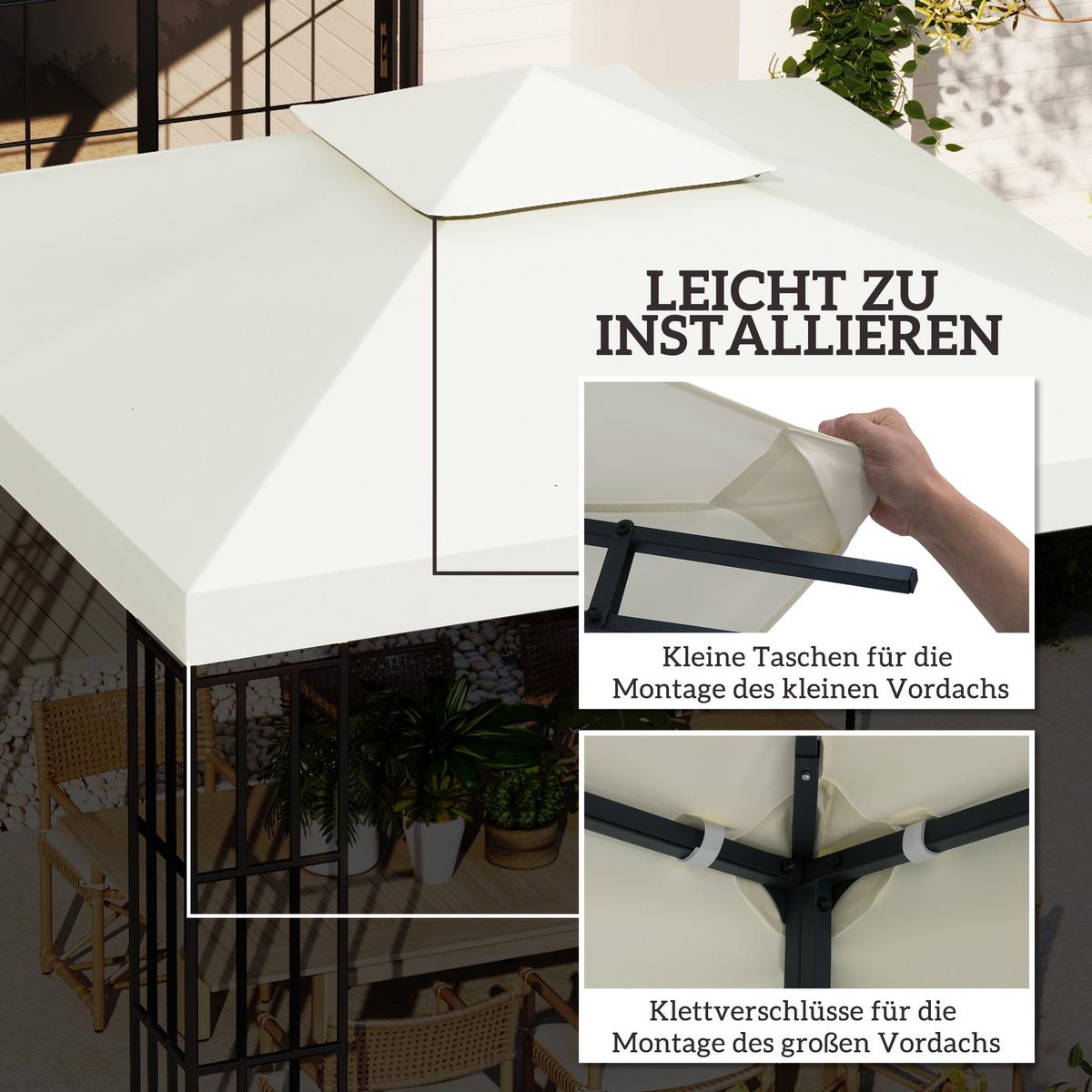 ERSATZDACH Dach für Metall-Gartenpavillon Pavillon Partyzelt Gartenzelt 3x3 - Weiß, Kunststoff (300/18/300cm) - Outsunny