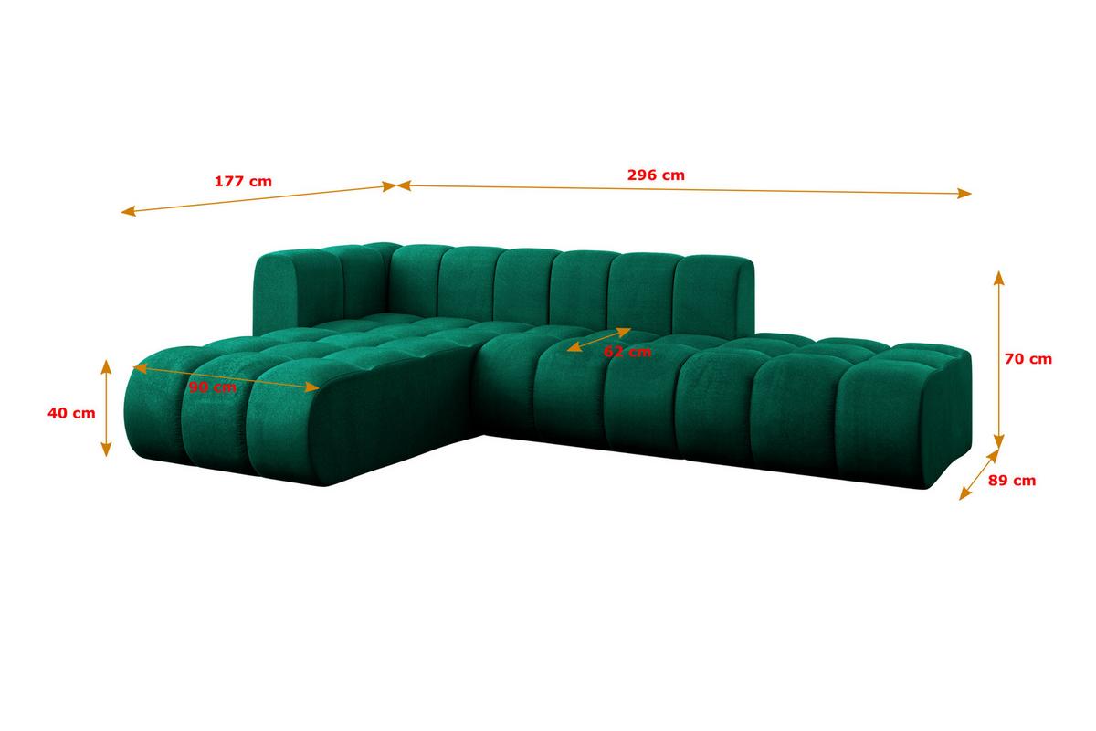 ECKSOFA modulares Sofa Zuvon-L1 - 296x177x70 cm Grün - Dunkelgrün, Holzwerkstoff/Textil (296/177cm) - ALTDECOR